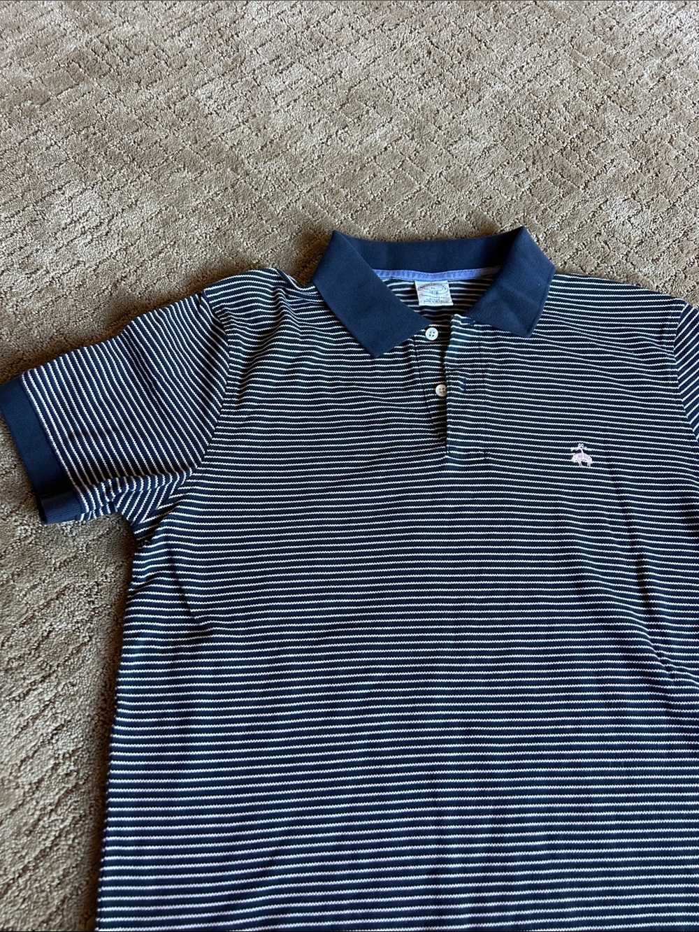 Brooks Brothers Navy and White Striped Polo